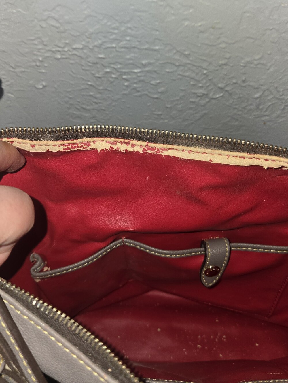 Dooney & Bourke Taupe and Black Leather Hobo Shoulder Bag - Picture 14 of 14